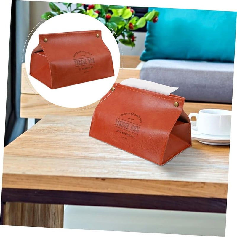 GARVALON Soft Leather Tissue Box Holder For Home And Car Stylish Napkin Storage Container - Image 4